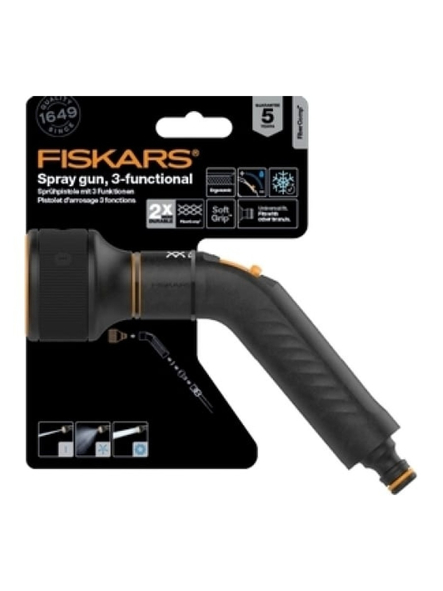 Пистолет-распылитель FISKARS регулируемый с 3 функциями, FiberCompTM	//1054782