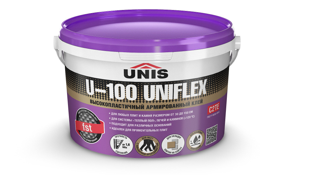 Клей плиточный эластичный Unis U-100 Uniflex 5кг-банка
