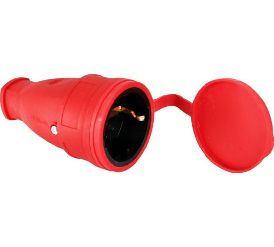 Каучуковая розетка IP54 Красная Volsten Sb1-MZ Red,  (1 гнездо,разборная,земля, Модель РА16-005)				