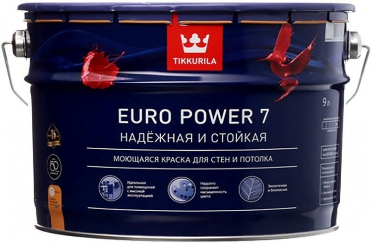 Краска для стен потолков 9л "EURO POWER-7" /Тиккурила