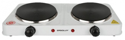 Плита электро ERGOLUX ELX-EP02-C01 белая (электроплитка, 2 конф., спиральный нагр.эл.2000Вт, 220-240В)13437					