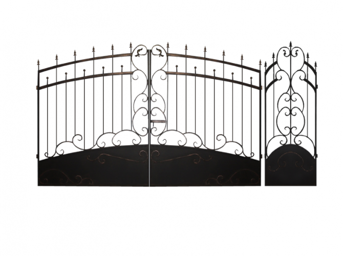 Ворота 3,5*1,9 + калитка с ков. элемент. со  столбами