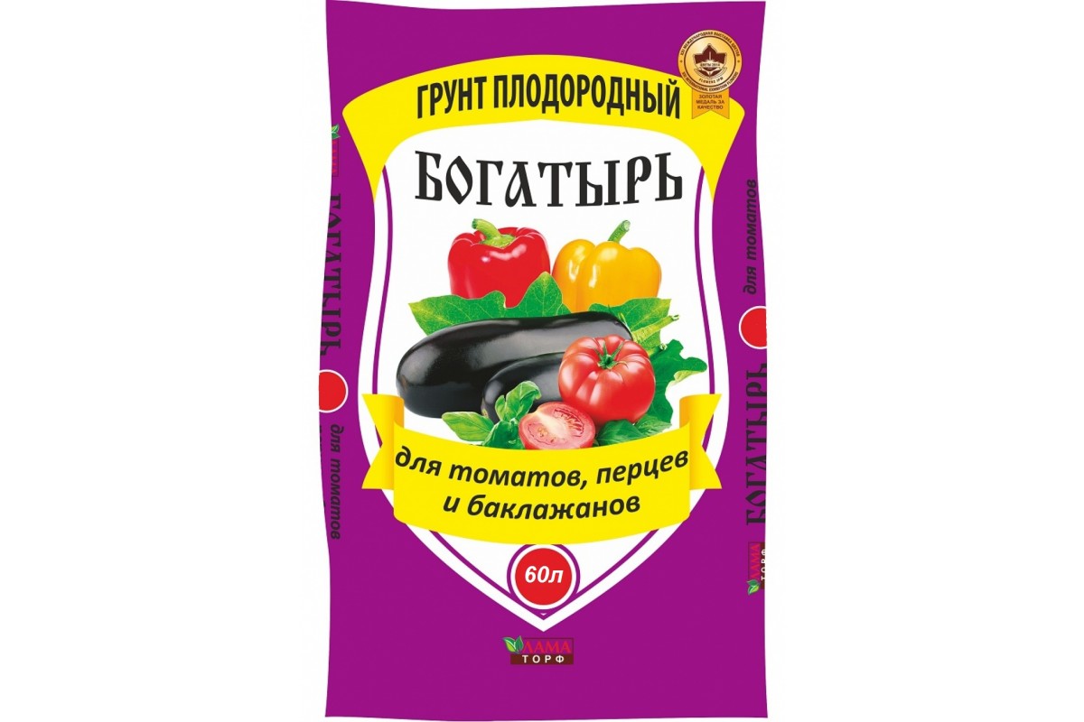 Плодородный грунт "Богатырь" 60л/для томатов,перца и баклажанов