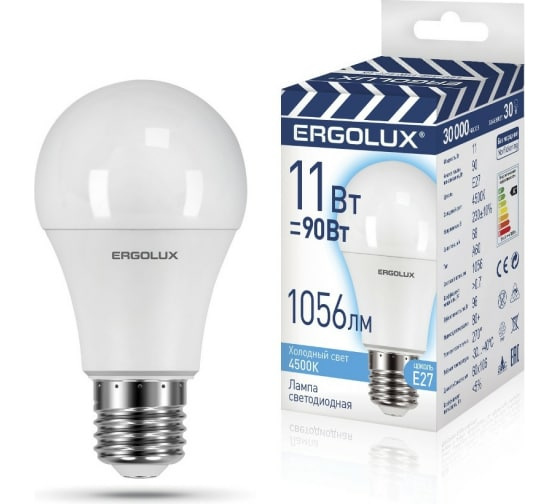 Ergolux LED-A60-11W-E27-4K (Эл.лампа светодиодная ЛОН 11Вт E27 4500K 220-240В)