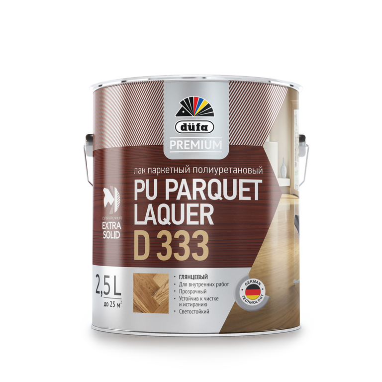 Лак паркетный полиуретановый Dufa Premium PU Parquet Laquer D333 глянцевый 2,5 л.,