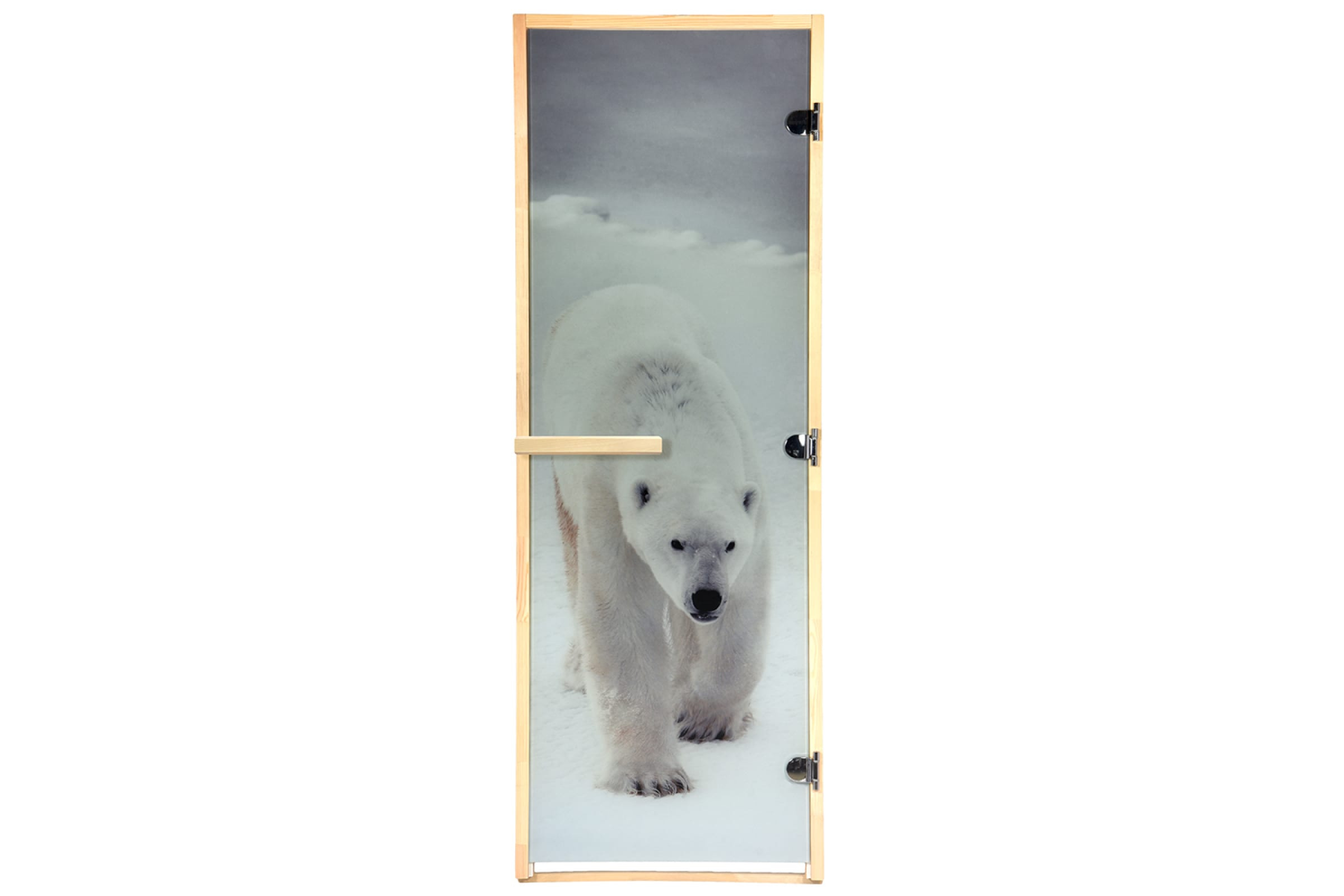 Дверь банная (стекло фотопечать) 1,9*0,7м "Белый медведь" /32678