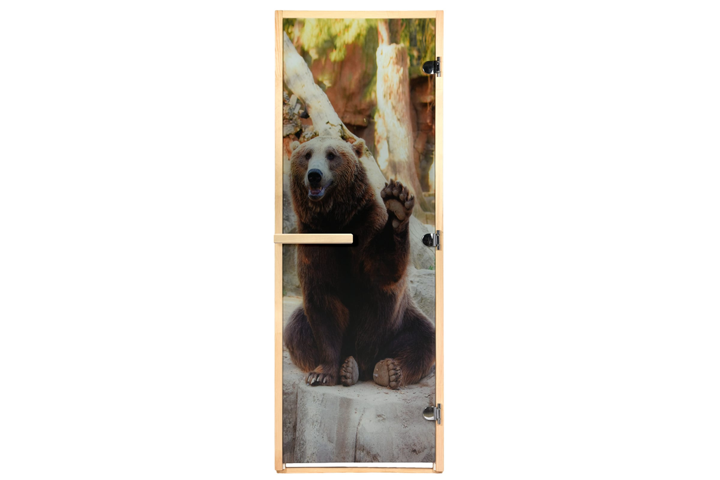 Дверь банная (стекло фотопечать) 1,9*0,7м "Бурый медведь" /32677