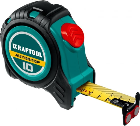 KRAFTOOL  AutoStop 10м х 25мм, Профессиональная рулетка с автостопом (3412-10-25)